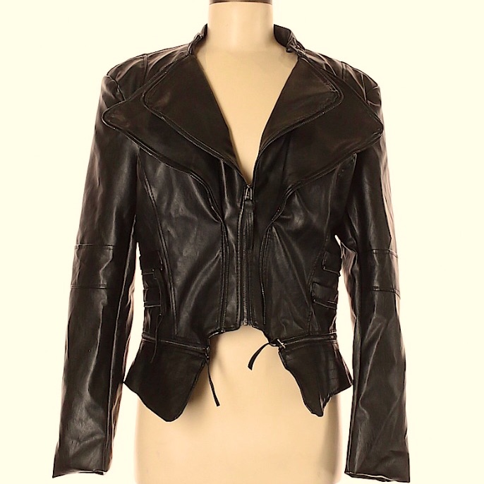 Faux Leather Crop-Back Jacket